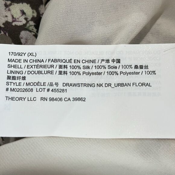 NWT THEORY Gathered Shirt Dress in Floral Silk Crepe XL - Picture 14 of 15